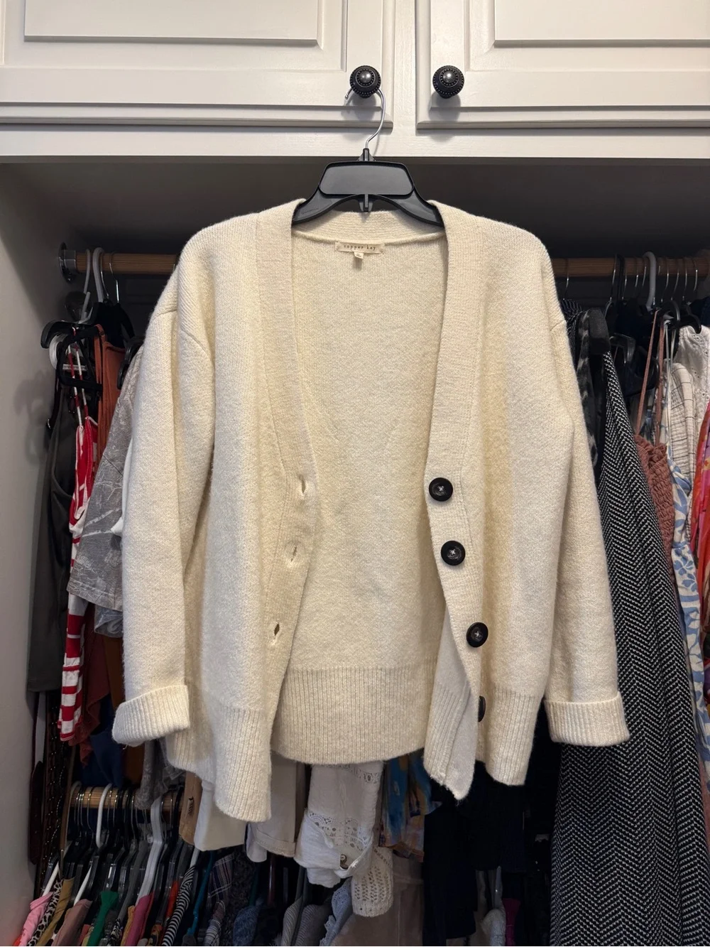 Copper Key Cream Button-Front Relaxed Cardigan